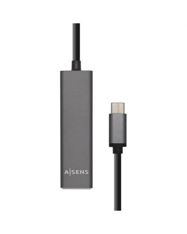 HUB USB AISENS A109-0403 GRIS - CONECTORES 1*USB TIPO-C MACHO / 4*USB 3.0 HEMBRA - LONGITUD CABLE 15CM - Imagen 1