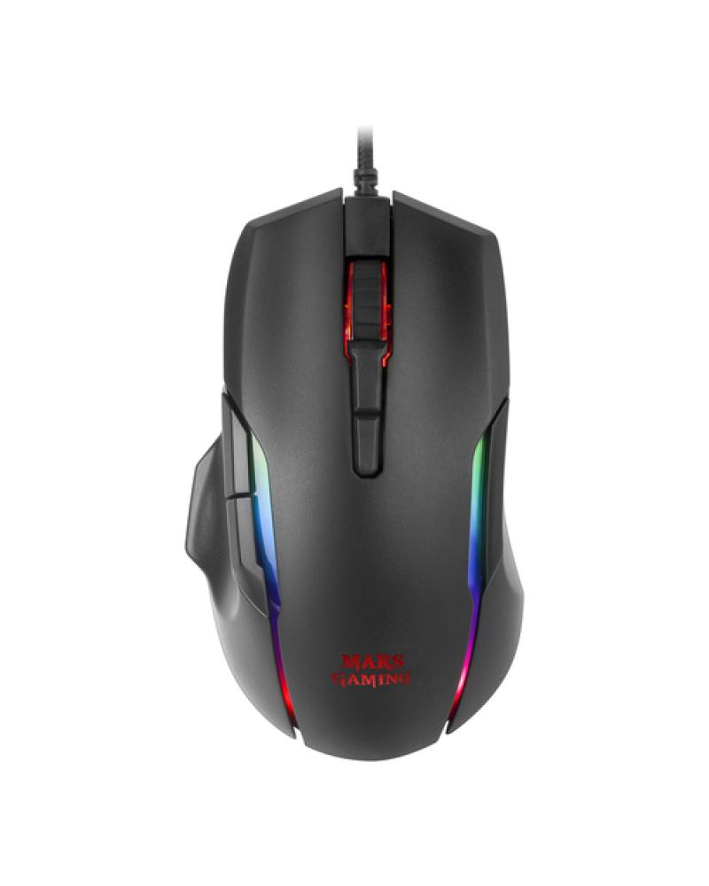 RATÓN MARS GAMING MMX - ÓPTICO - 12400DPI - ILUMINACIÓN RGB - ROLLER + 9 BOTONES - CABLE 1.8 METROS - CONECTOR USB - Imagen 1