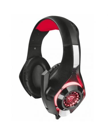 AURICULARES TRUST GXT 313 NERO - LATERALES ILUMINADOS EN ROJO - MICRÓFONO PLEGABLE - CONEXIÓN USB - CABLE 2M - MANDO A DISTANCIA