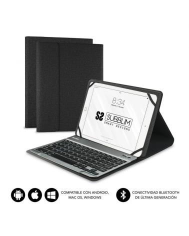 FUNDA CON TECLADO SUBBLIM KEYTAB PRO BLUETOOTH BLACK - PARA TABLET DE 10.1'/25.65CM - BATERÍA 420MAH -COMPATIBLE WINDOWS/ANDROID