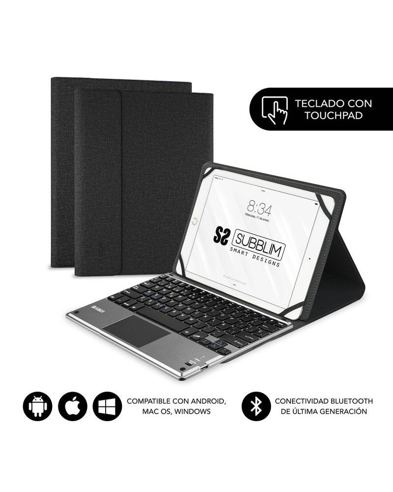 FUNDA CON TECLADO SUBBLIM KEYTAB PRO BLUETOOTH TOUCHPAD BLACK - PARA TABLET 10.1'/25.6CM - BATERÍA 420MAH - COMP. WINDOWS/ANDROI