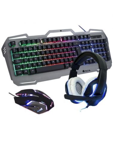 PACK GAMING NGS GBX-1500 - TECLADO RGB USB - RATÓN ÓPTICO 2400DPI USB - AURICULARES CON MICRÓFONO - Imagen 1