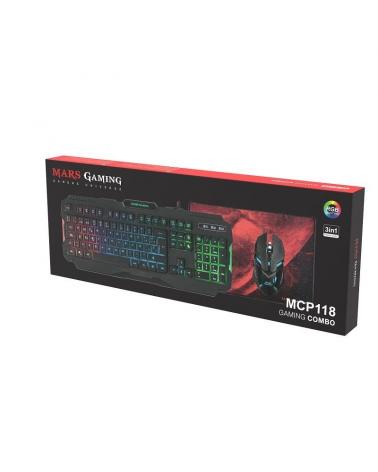 PACK MARS GAMING RGB MCP118 - TECLADO RGB RAINBOW - RATÓN ERGONÓMICO RGB FLOW - ALFOMBRILLA SUPERFICIE AMPLIA - Imagen 1