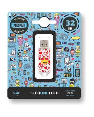PENDRIVE TECH ONE TECH EMOJIS HEART EYES 32GB - USB 2.0 - Imagen 1