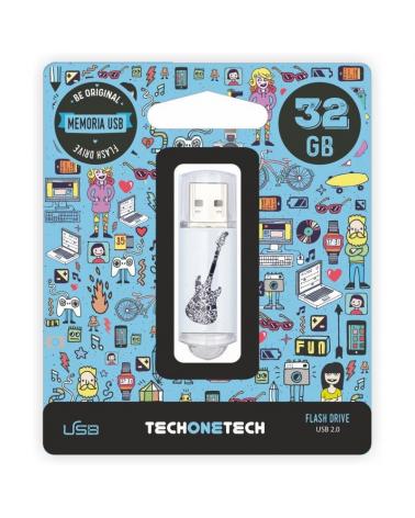 Pendrive 32GB Tech One Tech Crazy Black Guitar USB 2.0 - Imagen 1