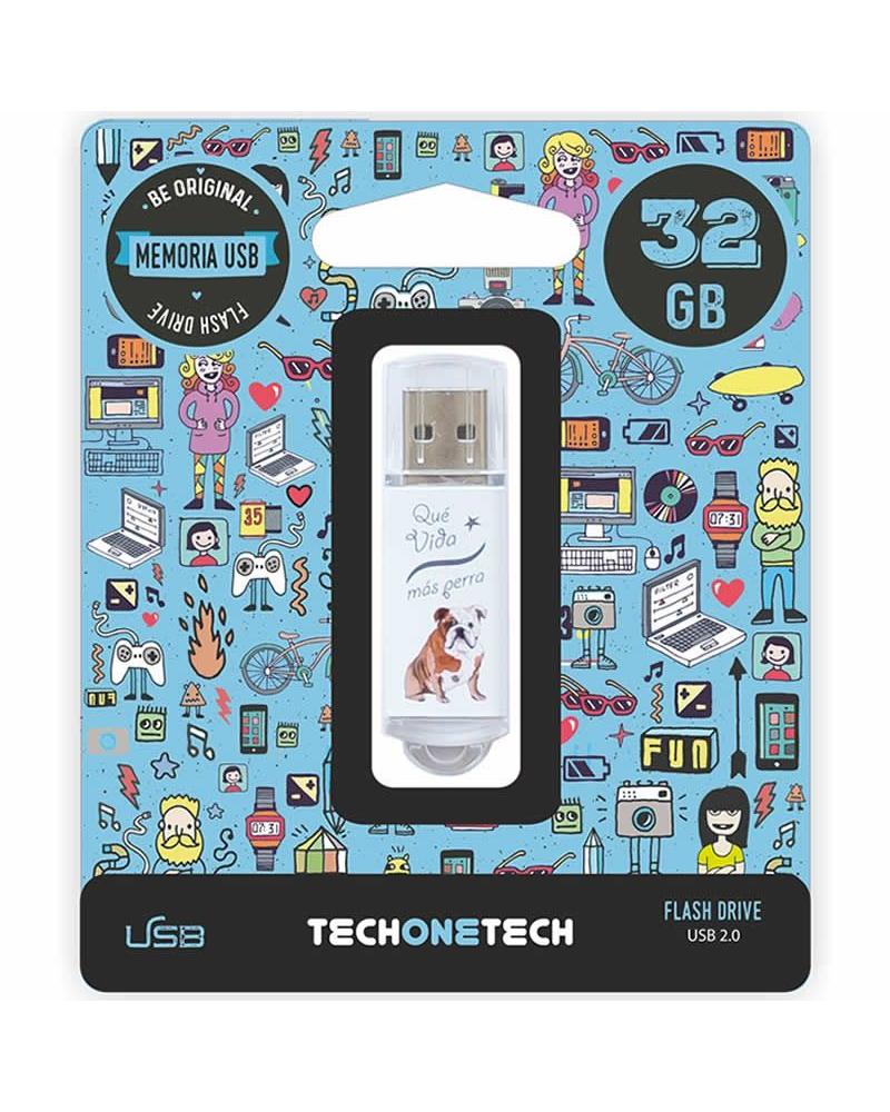 Pendrive 32GB Tech One Tech Que vida mas Perra USB 2.0 - Imagen 1