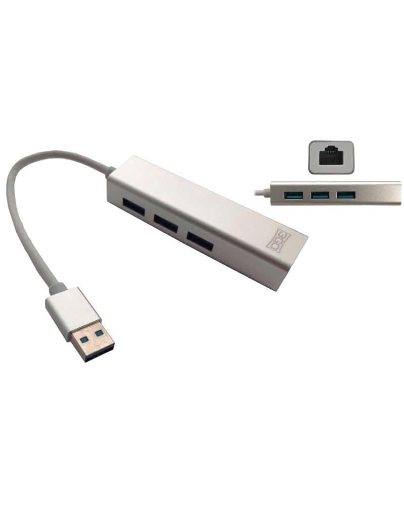 Hub USB 3GO HUB37PETH/ 3 Puertos USB 3.0/ 1 RJ45/ Blanco - Imagen 1
