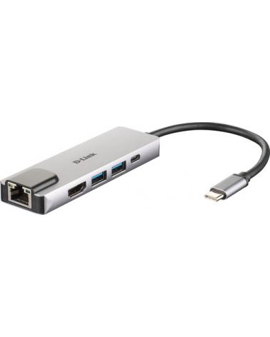 Hub USB D-Link DUB-M520/ 2 Puertos USB/ 1 HDMI/ 1 RJ45/ 1 Thunderbolt/ Gris - Imagen 1