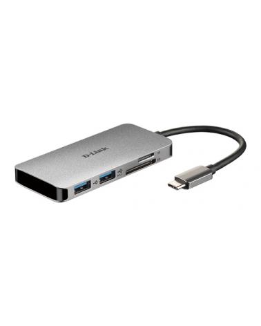 Hub USB D-Link DUB-M610/ 2 Puertos USB 3.0/ 1 Thunderbolt 3/ 1 HDMI/ 1 Lector Tarjetas SD/ Gris - Imagen 1