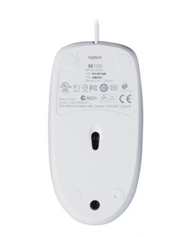 Ratón Logitech M100/ Hasta 1000 DPI/ Blanco - Imagen 4