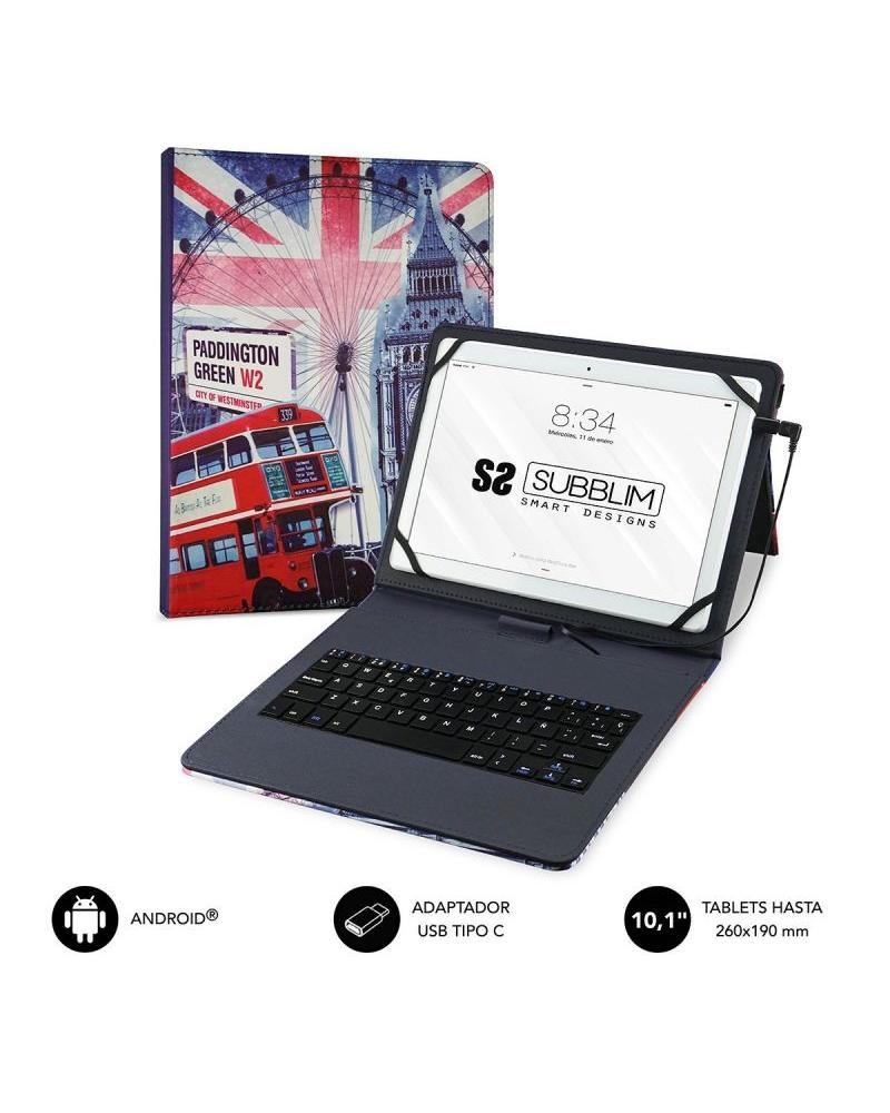 Funda con Teclado Subblim Keytab Pro USB England para Tablets de 10.1' - Imagen 1
