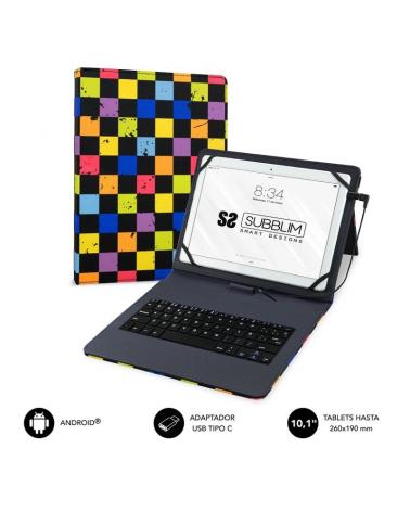Funda con Teclado Subblim Keytab Pro USB Squares para Tablets de 10.1' - Imagen 1