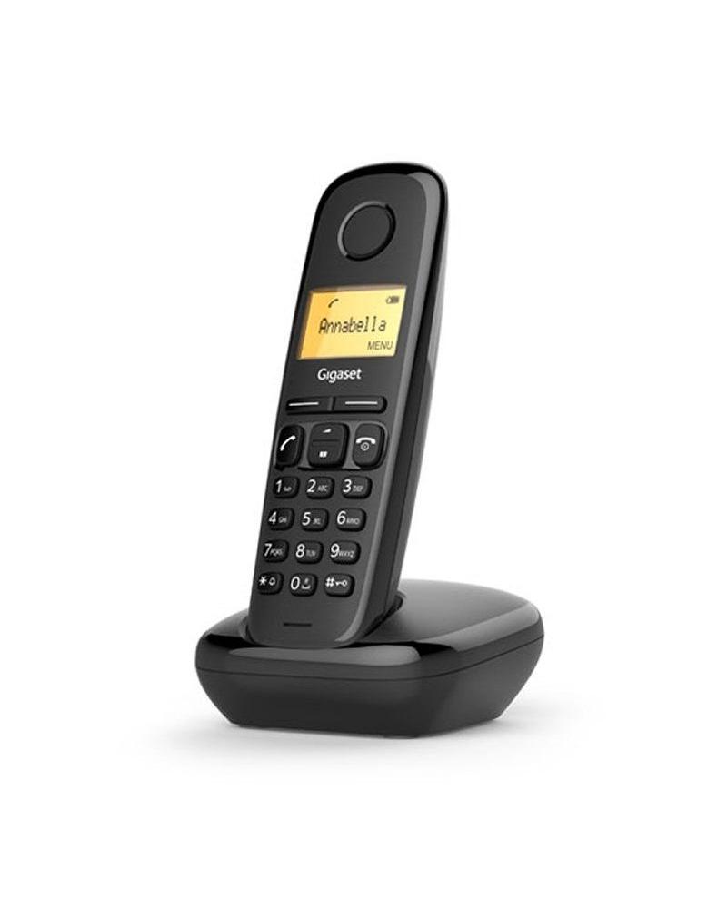 TELÉFONO DECT GIGASET A170 NEGRO - AGENDA 50 CONTACTOS - PANTALLA ILUMINADA 1.5'/3.81CM - IDENTIFICACIÓN LLAMADA - FUNCIÓN ALARM