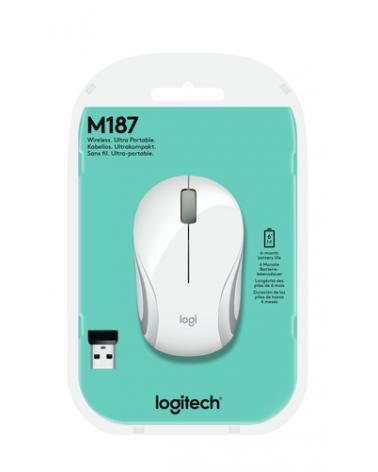 Ratón Mini Inalámbrico Logitech M187/ Hasta 1000 DPI/ Blanco - Imagen 3